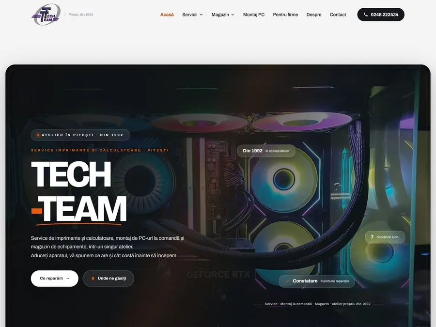 TechTeam Pitești, site realizat de Flowmatic