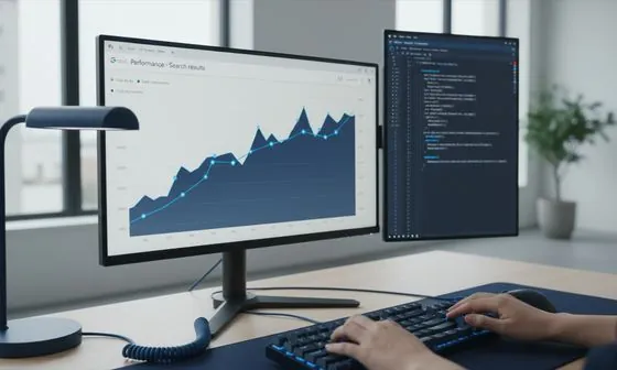 Grafic de creștere a căutărilor pe un monitor